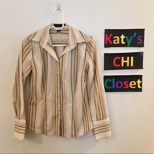 Express Multicolor Striped Button Down Shirt